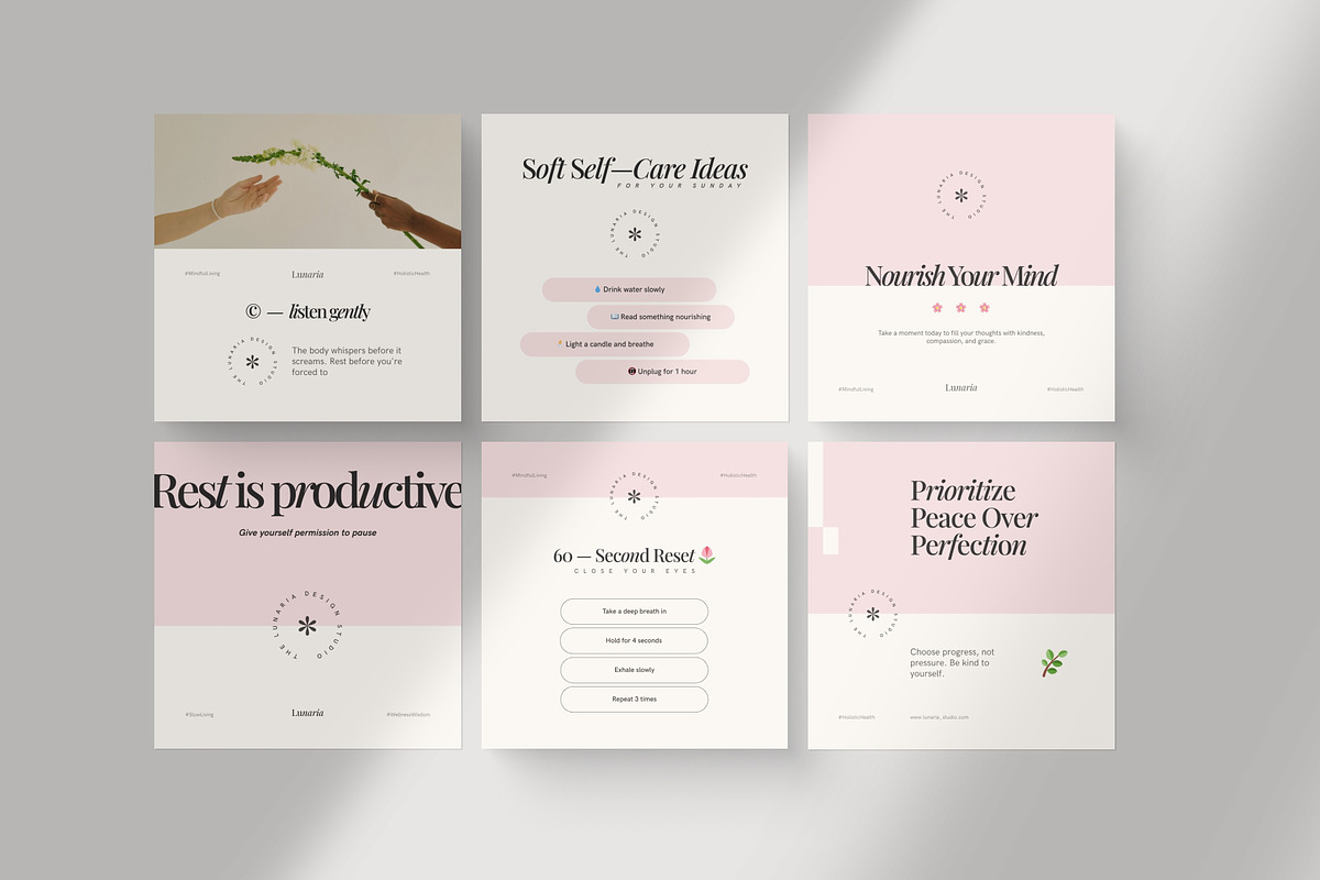 Wellness Instagram Template - Canva, a Social Media Template by Lunaria (Photo 3 of 4)