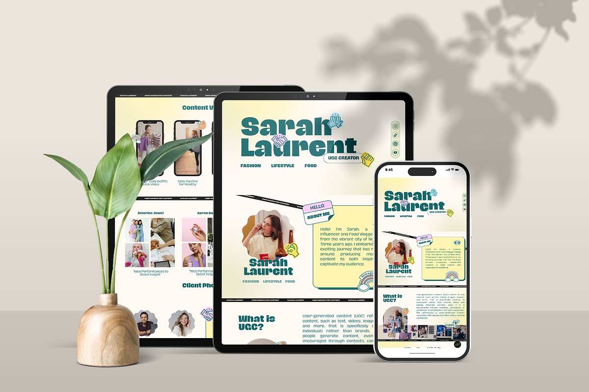 Retro UGC Portfolio Template Canva, a Landing Page Template by Sixtysix Labs (Photo 3 of 7)