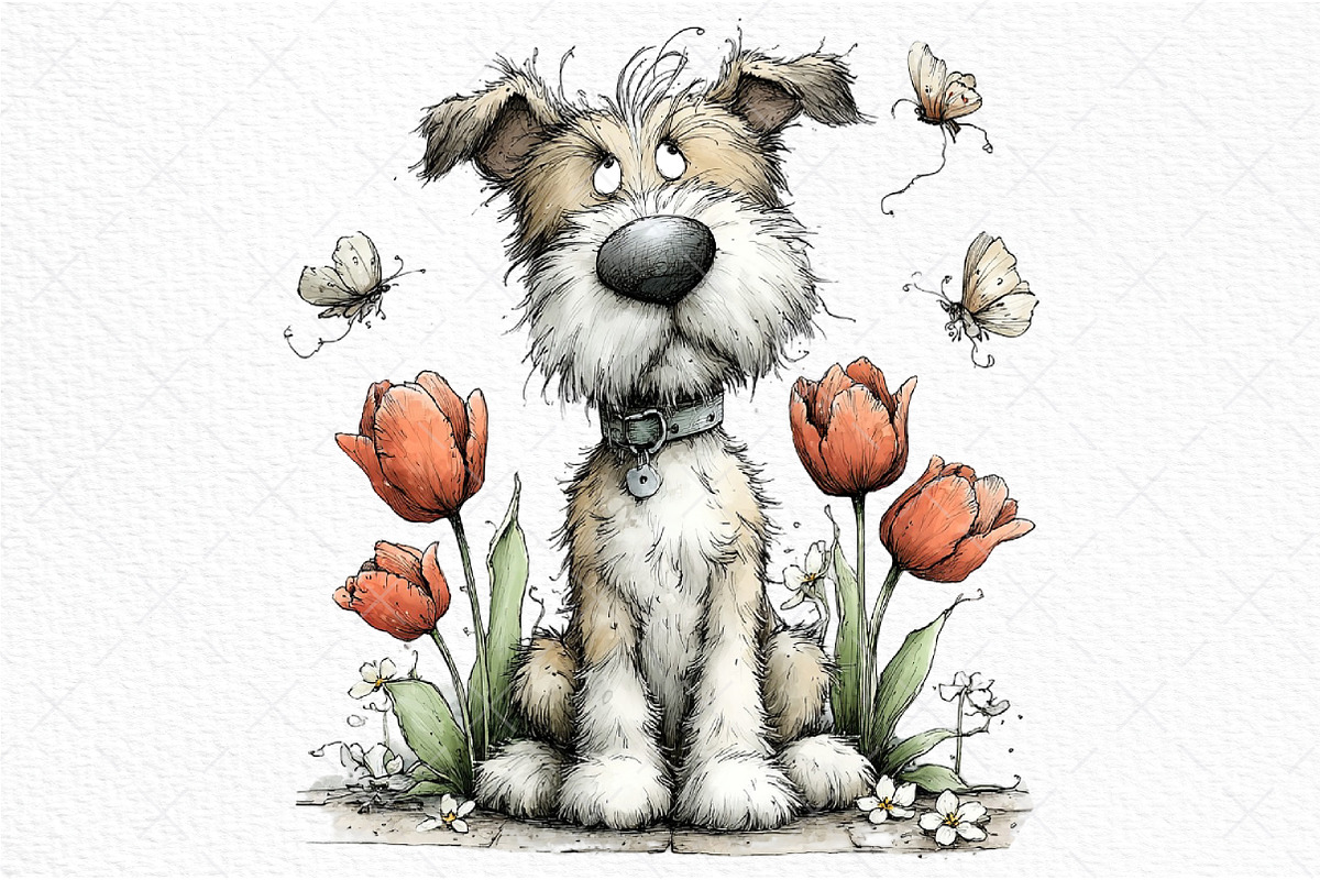 Whimsical Spring Dog Clipart PNG, an Illustration by Craft Nest (Photo 10 of 11)