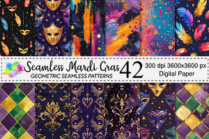 Mardi Gras Seamless Pattern Bundle, a Pattern Graphic by Canvas Craft