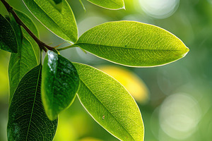 Lush Green Leaves Sunlight Nature Ba, a Photo by Pixeness Studio