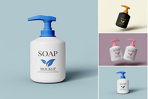3 Soap bottle Mockup Sets, a Cups & Container Mockup by LOGTURNAL