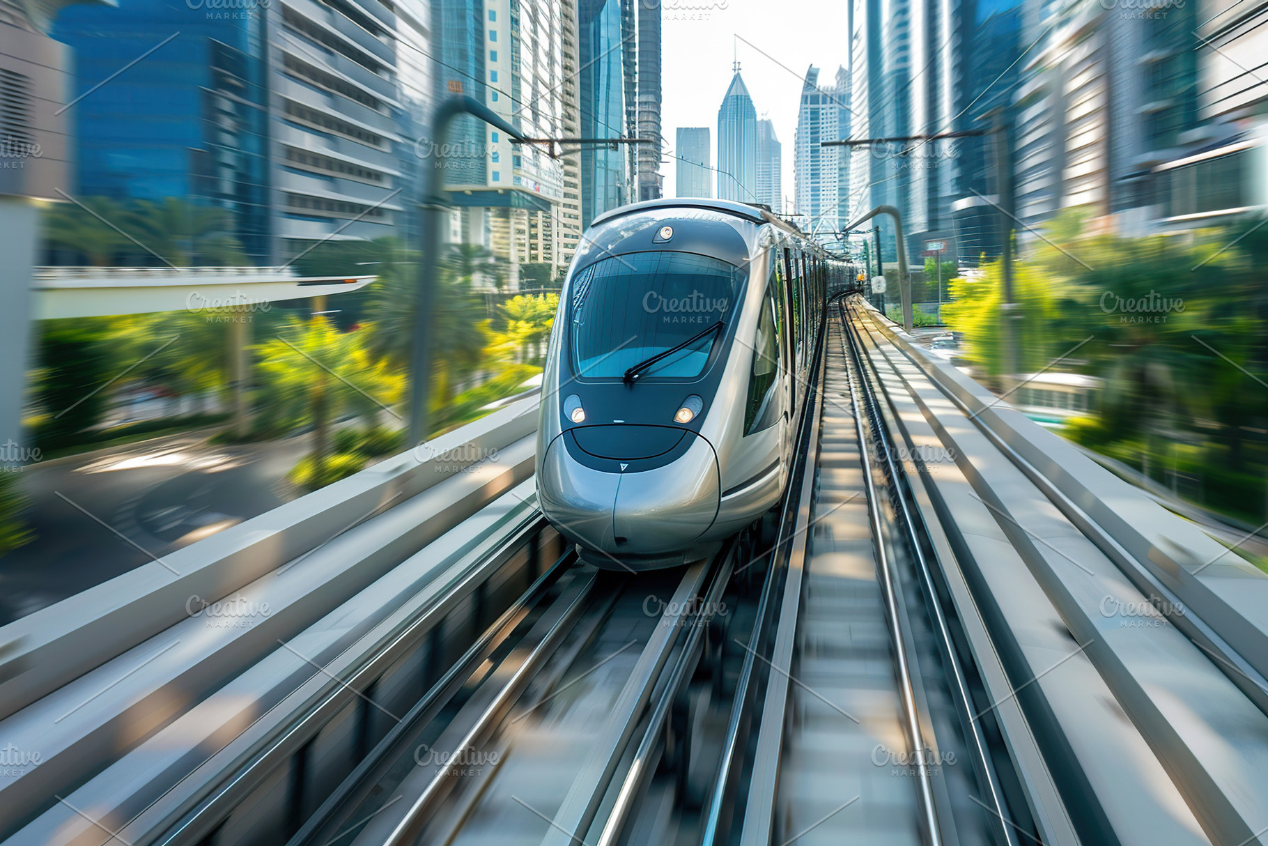 Modern high speed monorail train, a Transportation Photo by AlyaAnd