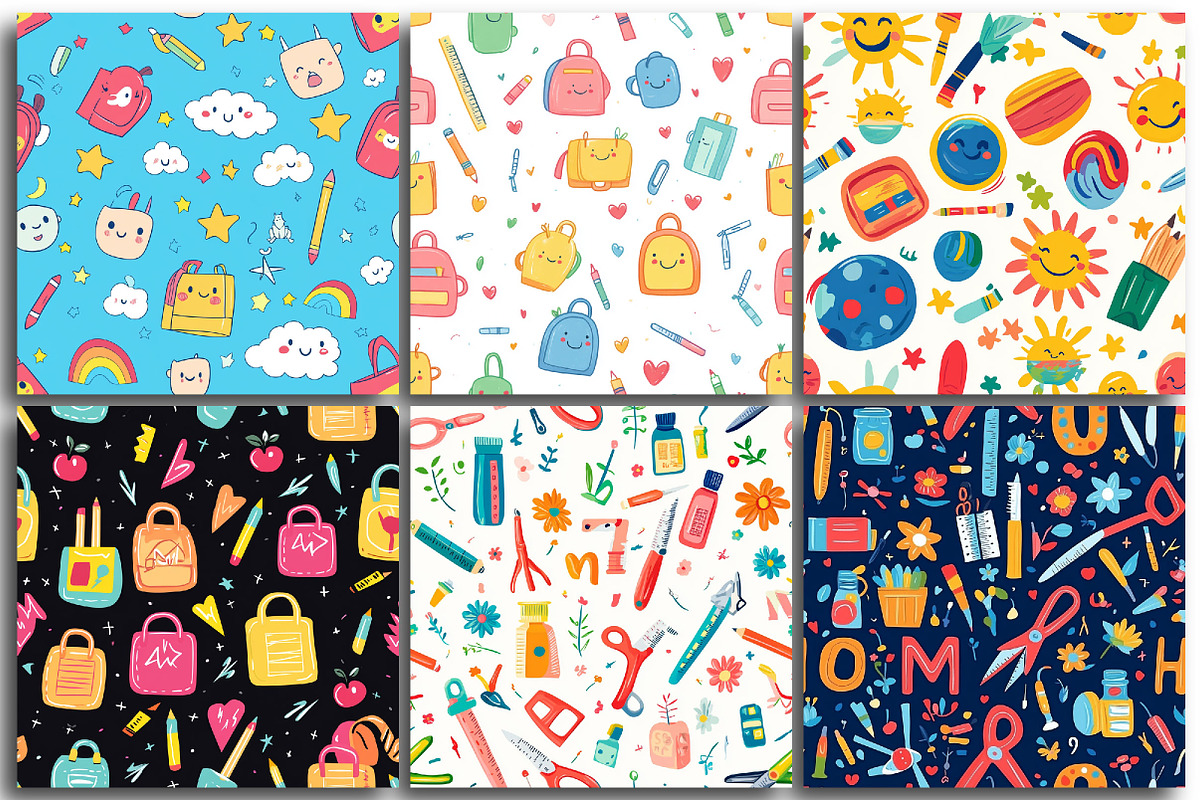 Cute Back To School Digital Paper, a Pattern Graphic by Designking (Photo 3 of 4)