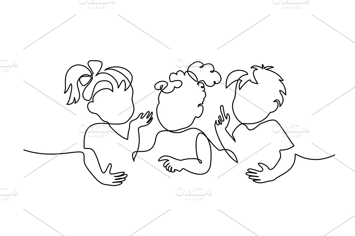 Three kids talking and discussing, a Person Illustration by Valenty