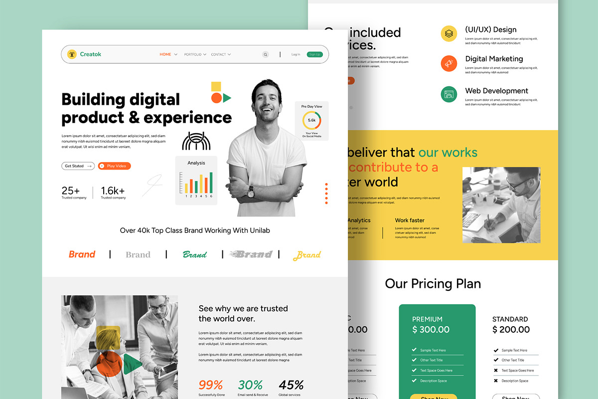 Digital Product Landing Page Design, a Landing Page Template by CreativeShaper (Photo 1 of 6)