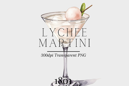 Lychee Martini, a Food Illustration by 1801Prints
