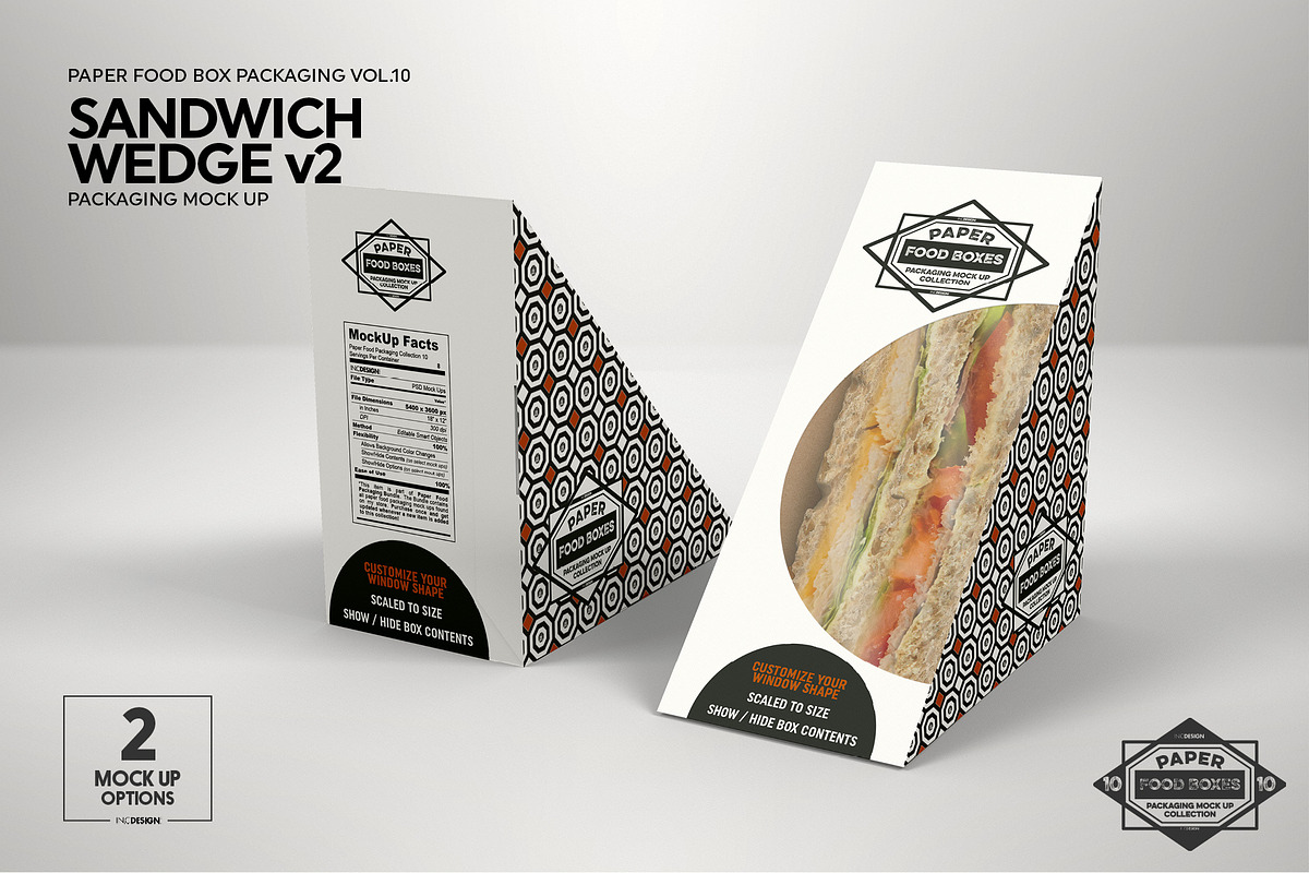 Sandwich Wedge Box v2 Mockup, a Packaging Mockup by INCDesign (Photo 3 of 6)