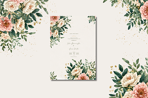 Floral Glitter Wedding Invitation, an Invitation Template by Weddinginvitation by Fati