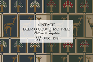 Vintage Deer Geometric Pattern