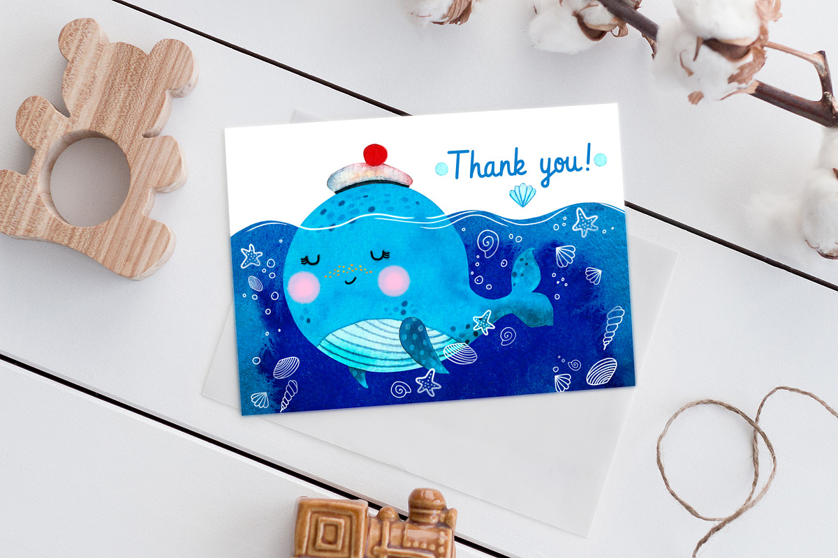 Watercolor clipart Sea Voyage, an Animal Illustration by Vikeriya (Photo 8 of 8)
