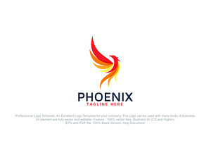 Phoenix Fire Bird Logo Template