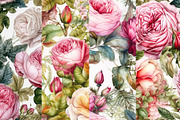 Watercolor Flowers Digital Papers, a Pattern Graphic by BonaDesigns (Thumbnail 2 of 6)