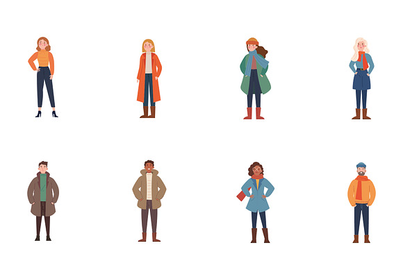 Autumn People Illustration Set preview 2