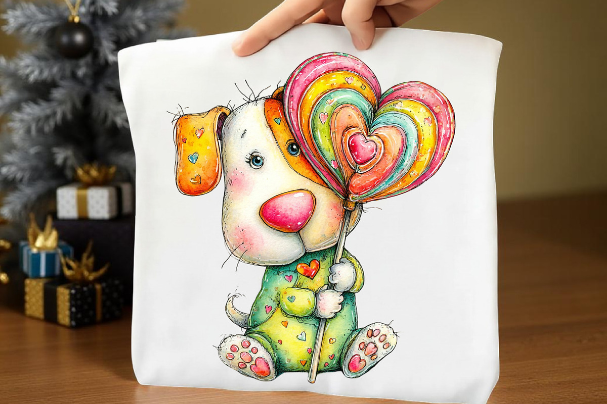 Quirky Valentine Day Dog Clipart, a Seasonal Illustration by Rose Art (Photo 7 of 7)