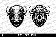 Bison or buffalo head, an Animal Illustration by Vectorhight (Thumbnail 3 of 3)