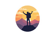 Sunset Hiking Silhouette  Bundle, an Object Graphic by yasushie (Thumbnail 12 of 16)