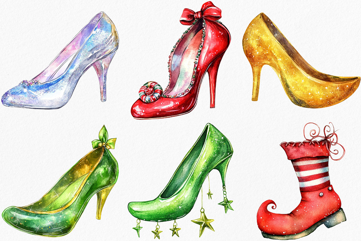 Christmas Elf Shoes Clipart, an Illustration by Canvas Craft (Photo 2 of 8)