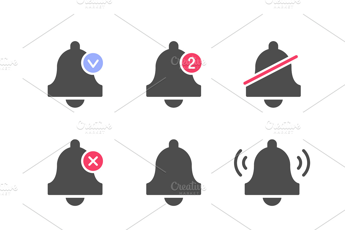 Set icons of bell, a Solid Icon by motorama (Photo 1 of 2)