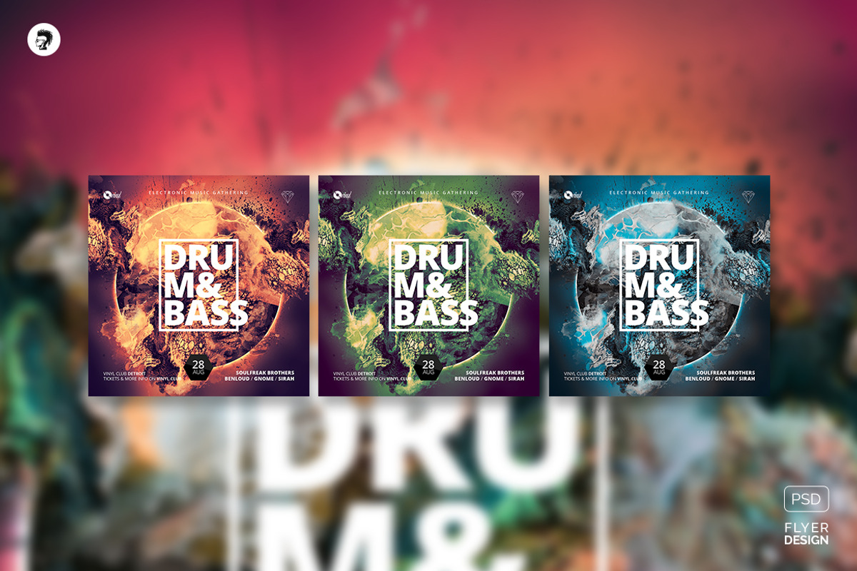 Drum And Bass Abstract Party Flyer 2, a Flyer Template by pixelsao (Photo 2 of 2)