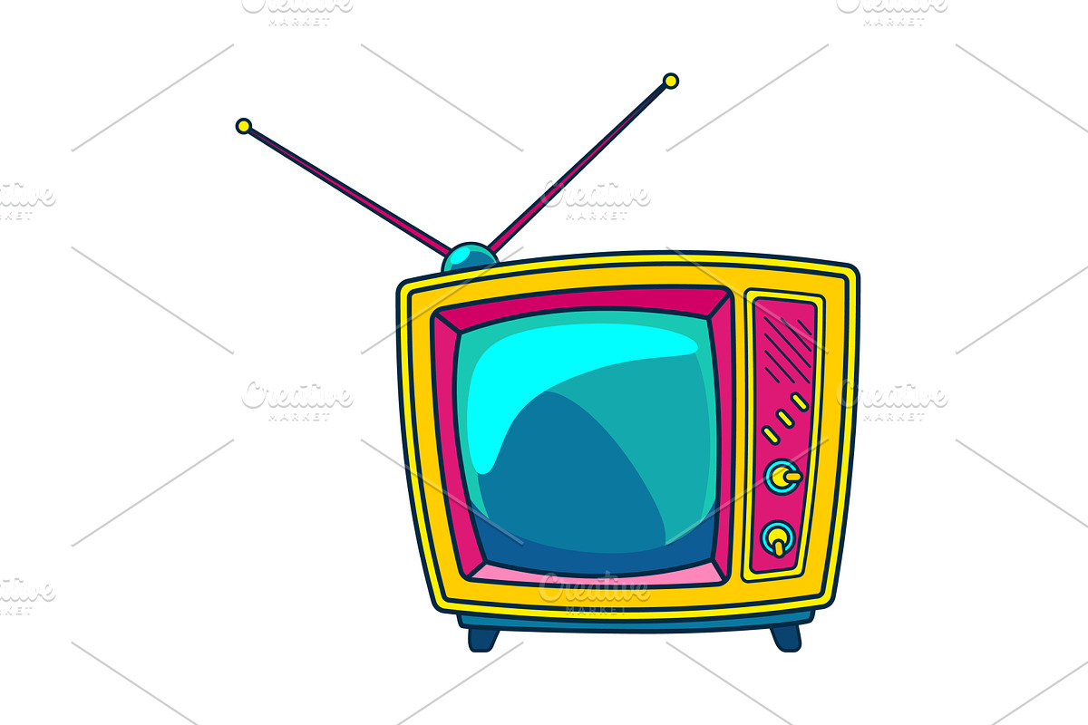 Comic retro tv icon in pop art, an Object Illustration by Things for designers