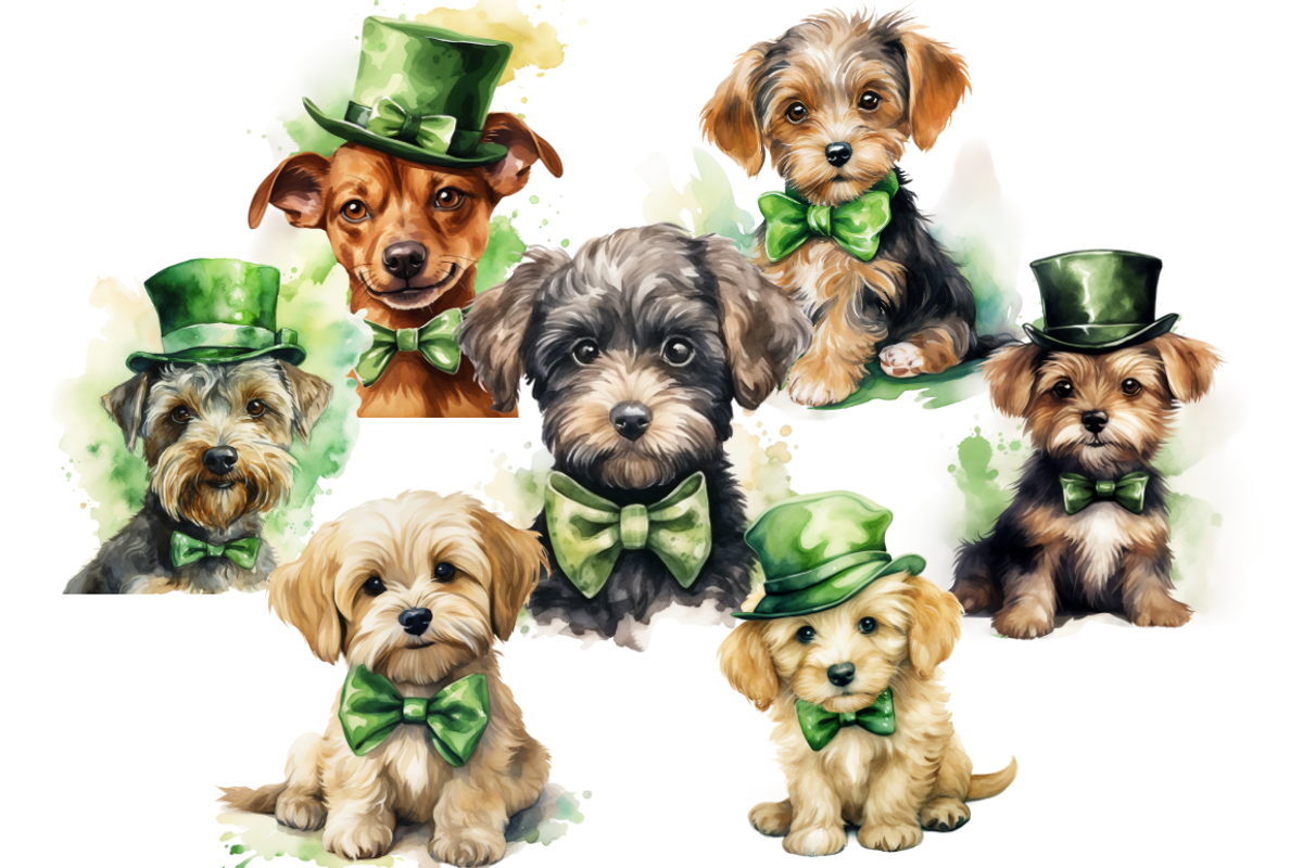St. Patrick's Cute Dog Cliparts, an Animal Illustration by Mash Mash Stickers (Photo 5 of 9)