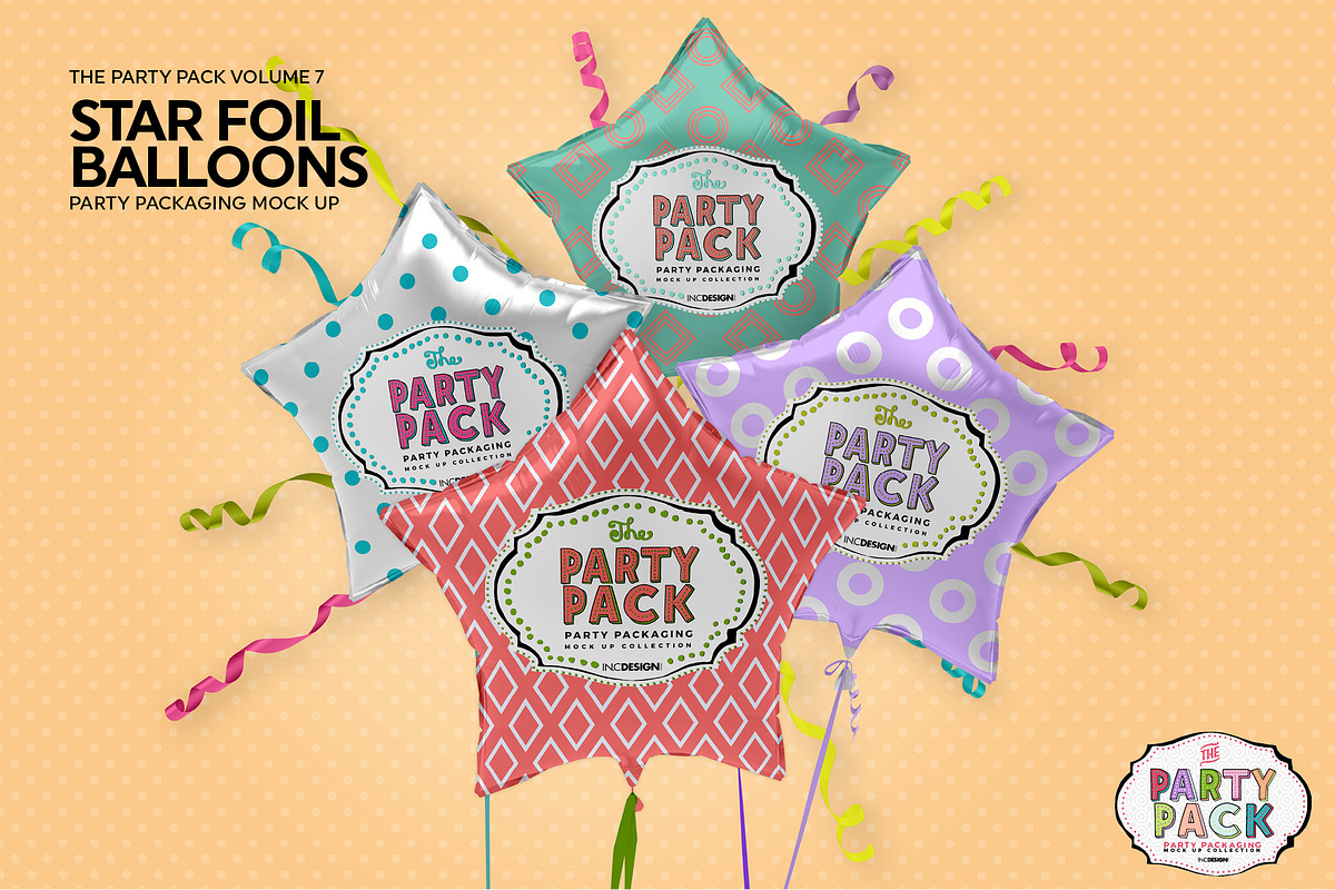 Star Foil Balloons Mockup, a Packaging Mockup by INCDesign (Photo 6 of 7)