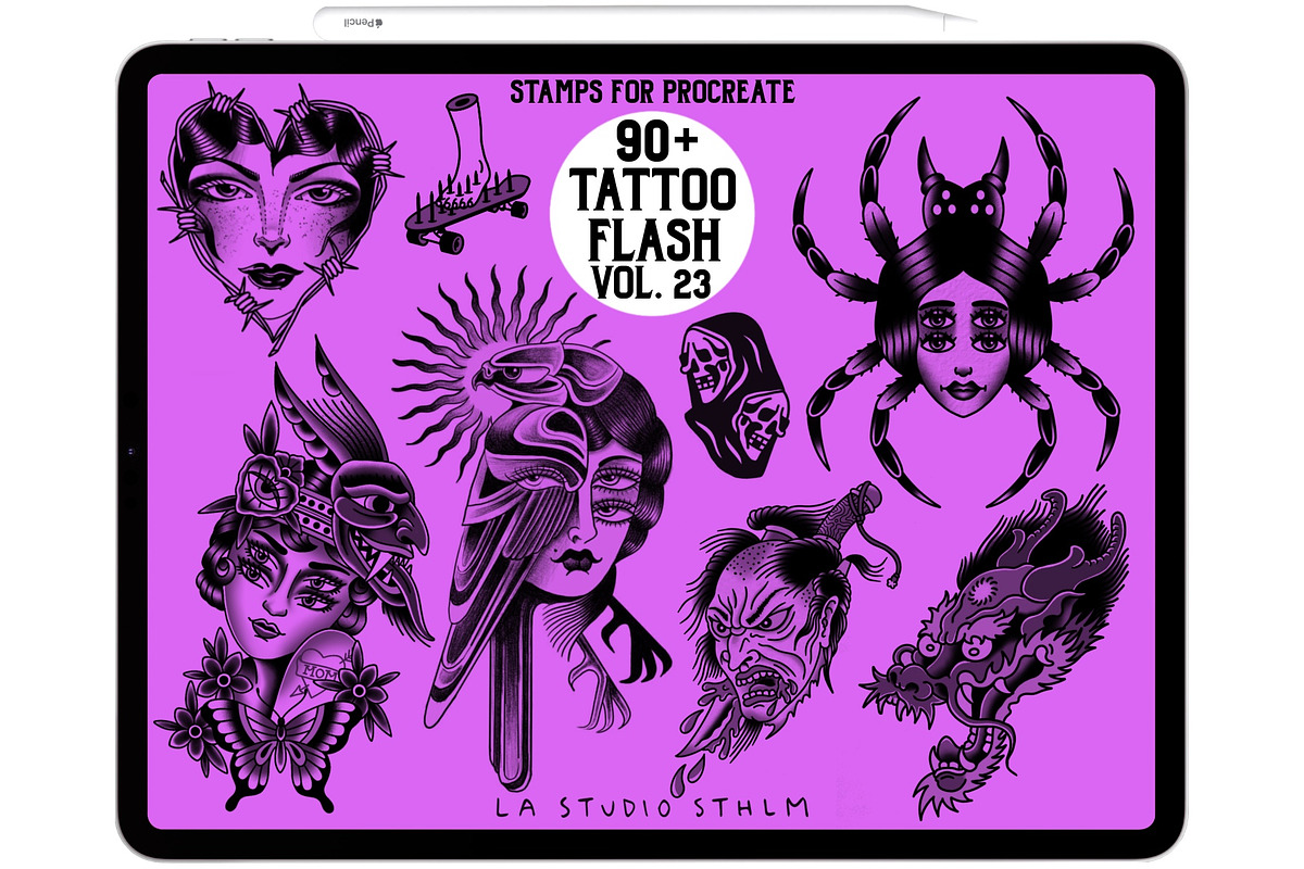 Tattoo Flash Vol. 23 - Stamp Set, a Brush Add-On by LA Studio Sthlm (Photo 2 of 6)