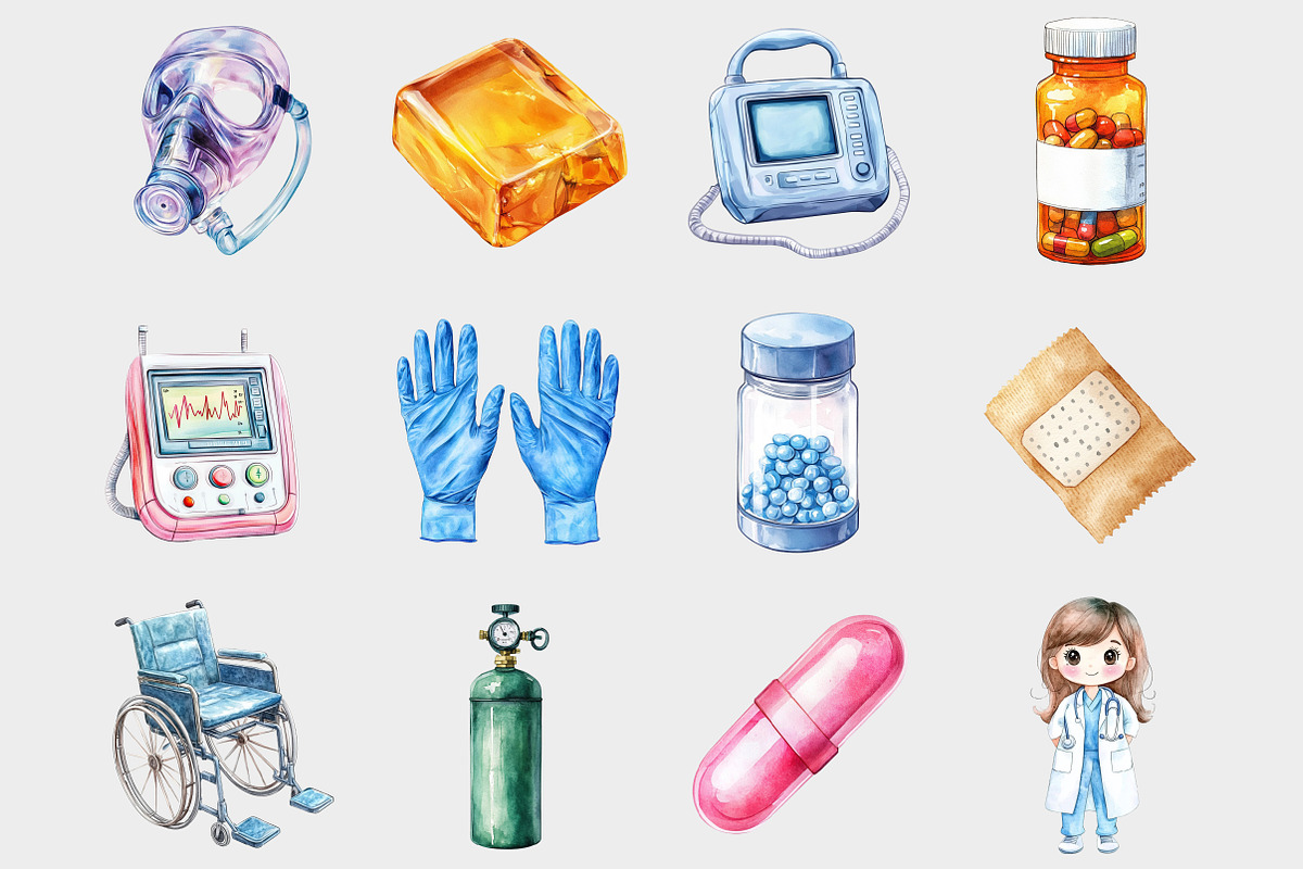 Watercolor Nurse and Doctor Clipart, a Seasonal Illustration by Design Market (Photo 3 of 5)