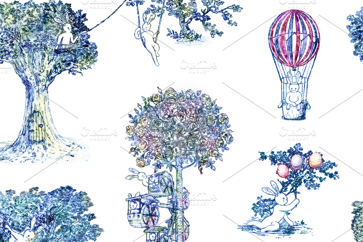 Toile de Jouy - Fairytale bunnies, a Pattern Graphic by YvY (Photo 4 of 5)