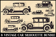 8 Vintage Car Silhouette Bundle, an Illustration by Creativeshirt (Thumbnail 1 of 9)