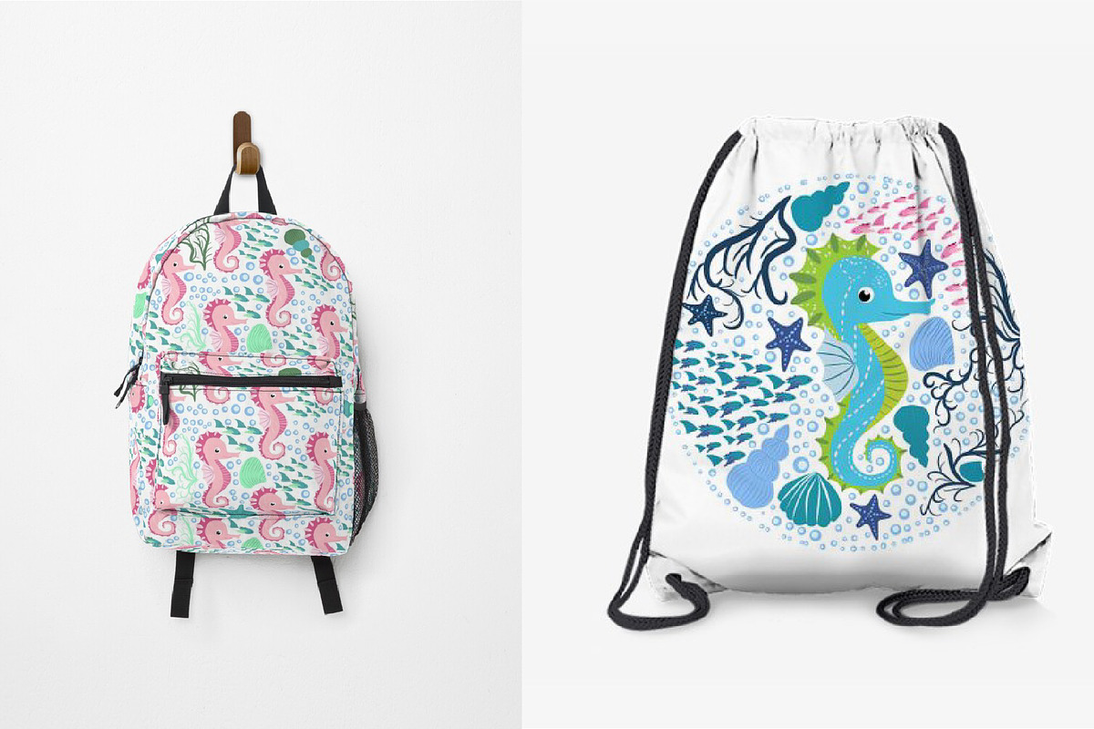 Seahorse Seamless Patterns, a Pattern Graphic by Michiru13 (Photo 13 of 23)