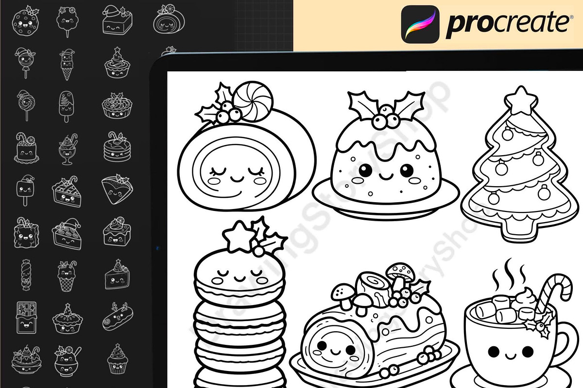 150Christmas Dessert Procreate Stamp, a Brush Add-On by DrawingStoryShop (Photo 2 of 6)