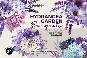 Hydrangea Bouquets Watercolor PNG