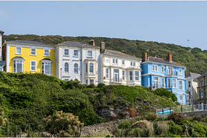 Colorful large houses, hotels or, a Nature Photo by Backyard Stock