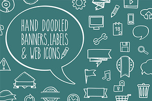 Hand-doodled  banners & web icons