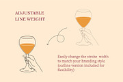 Elegant Wine Glasses & Hand Poses, a Food Illustration by Lettering_Logo (Thumbnail 4 of 9)