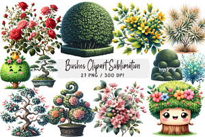 Bushes Clipart Sublimation, an Illustration by DreamArtGraphic