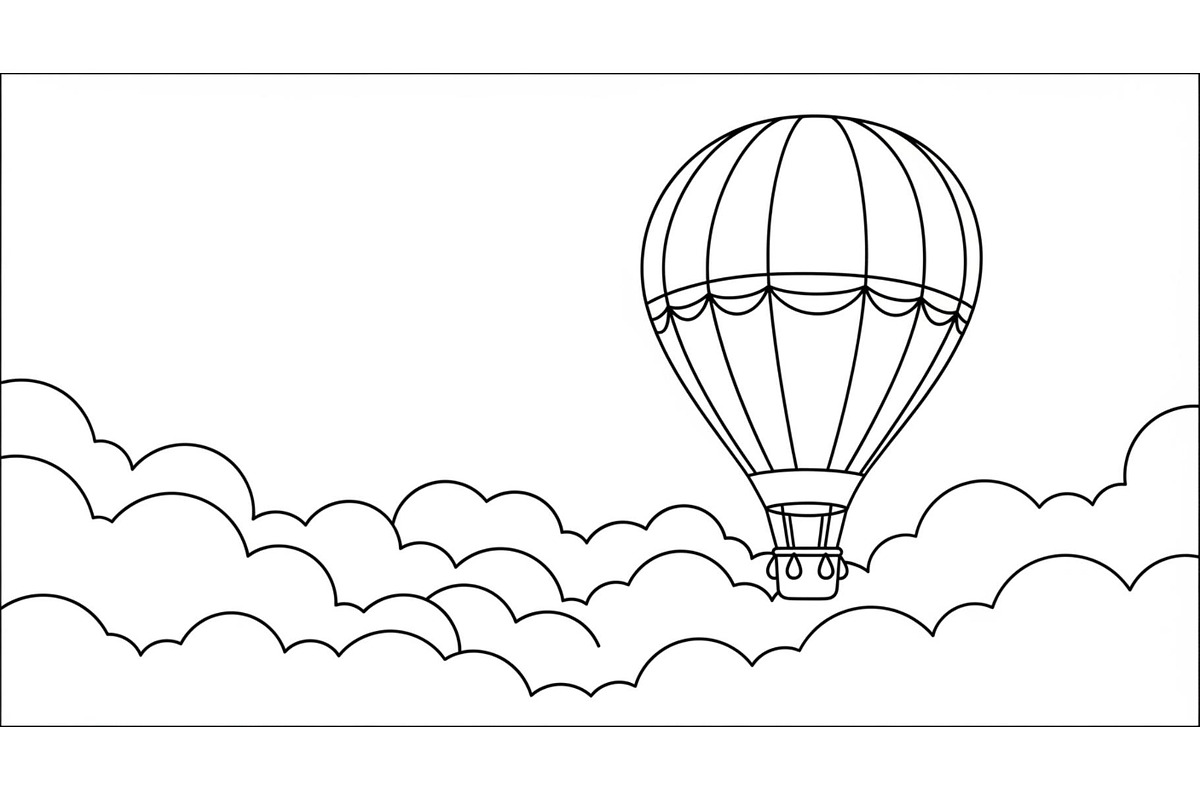 Hot Air Balloon Cloud Line Art bundl, an Illustration by Designer_Momina (Photo 34 of 51)