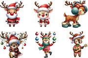 Quirky Christmas Reindeer Clipart, an Illustration by CraftArtStudio (Thumbnail 3 of 6)