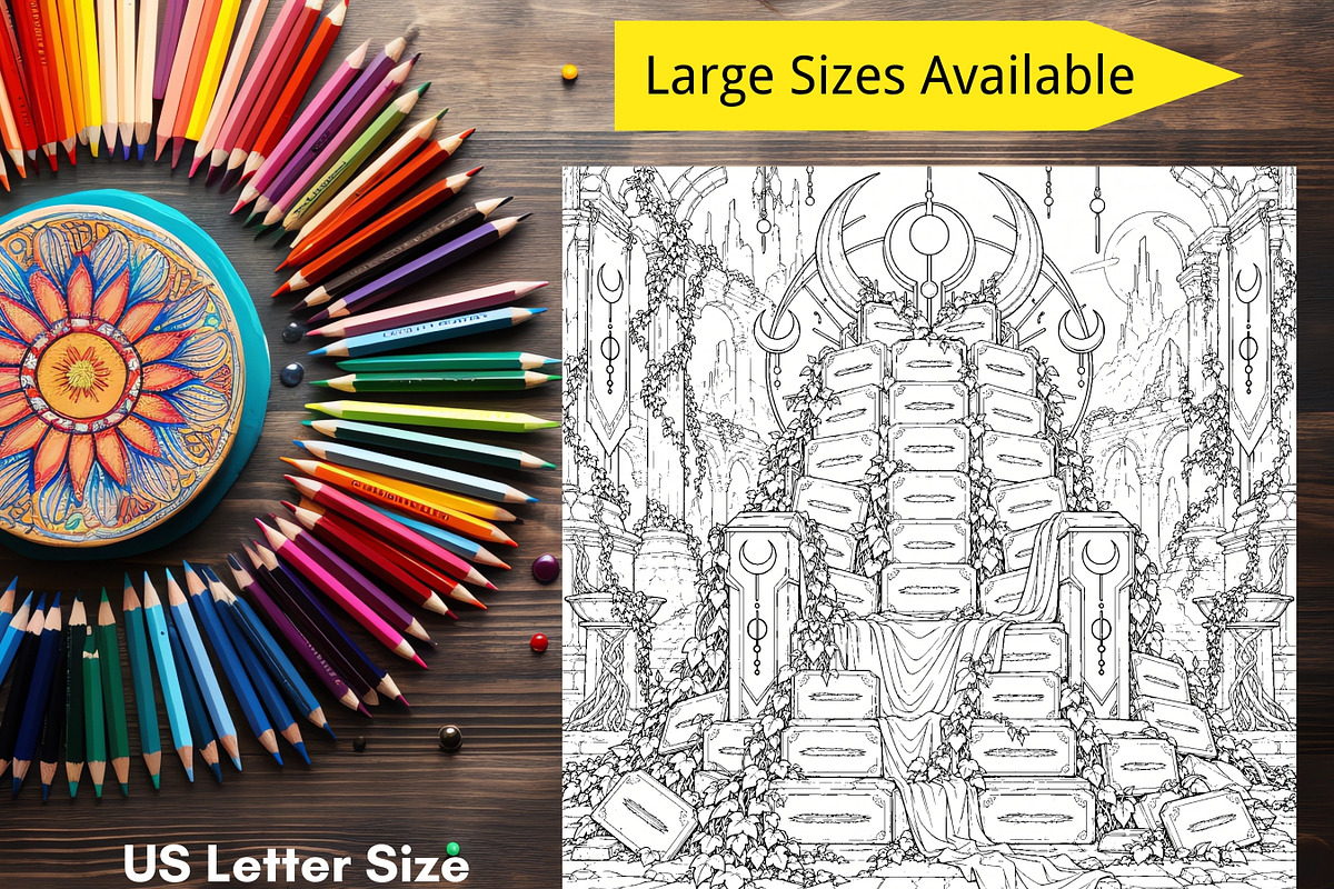 80 Alien Ruins Coloring Pages Bundle, a Brochure Template by LA Design (Photo 8 of 10)