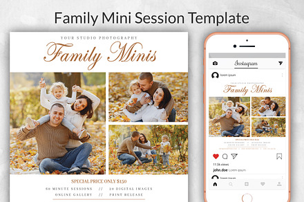 Family Mini Session Template, a Card Template by Designscozy