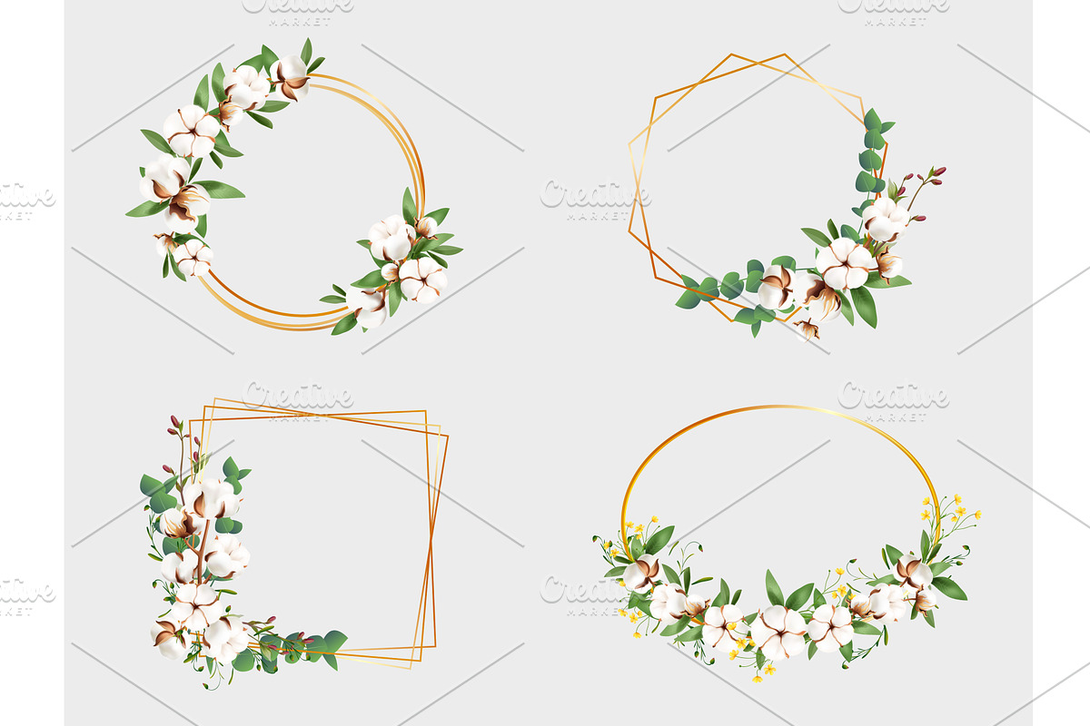 Cotton flower frame. Cottons wreath, a Graphic by Stock-Smart-Start