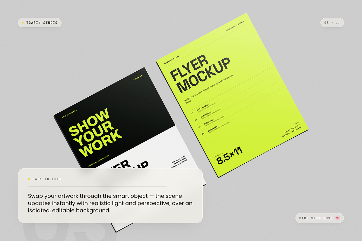 US Letter Flyer Mockup, an Advertising Mockup by Toasin Studio (Photo 3 of 7)