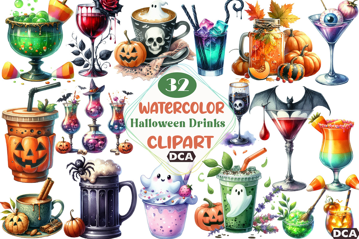 Halloween Drinks Clipart, an Illustration by DreamCafeArt (Photo 1 of 5)