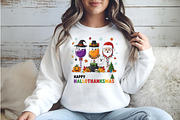 Happy HalloThanksMas Wine Shirt, an Illustration by Watercolor design (Thumbnail 2 of 6)