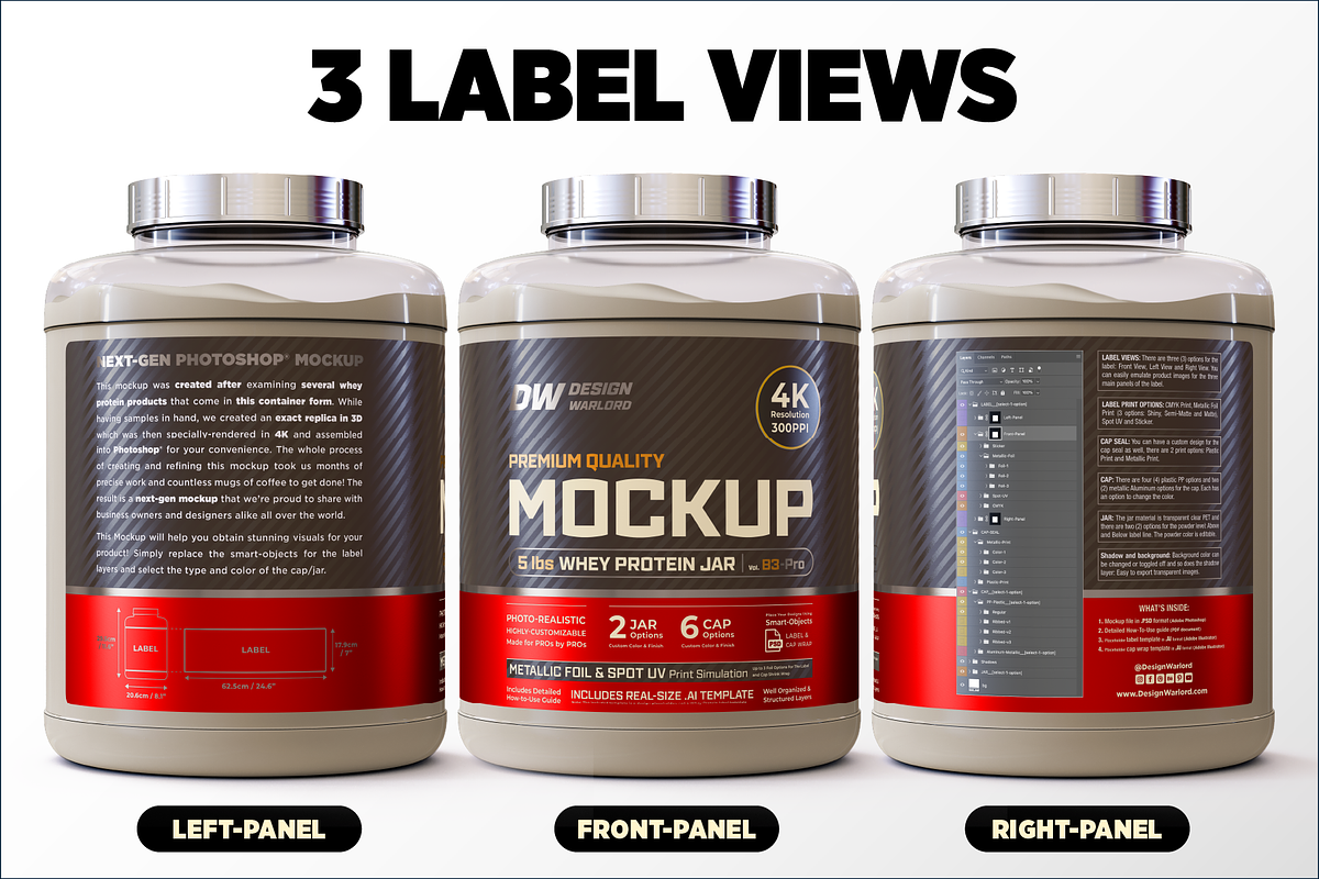 5lb Whey Protein Jar Mockup B3-Pro, a Packaging Mockup by Design Warlord (Photo 6 of 16)