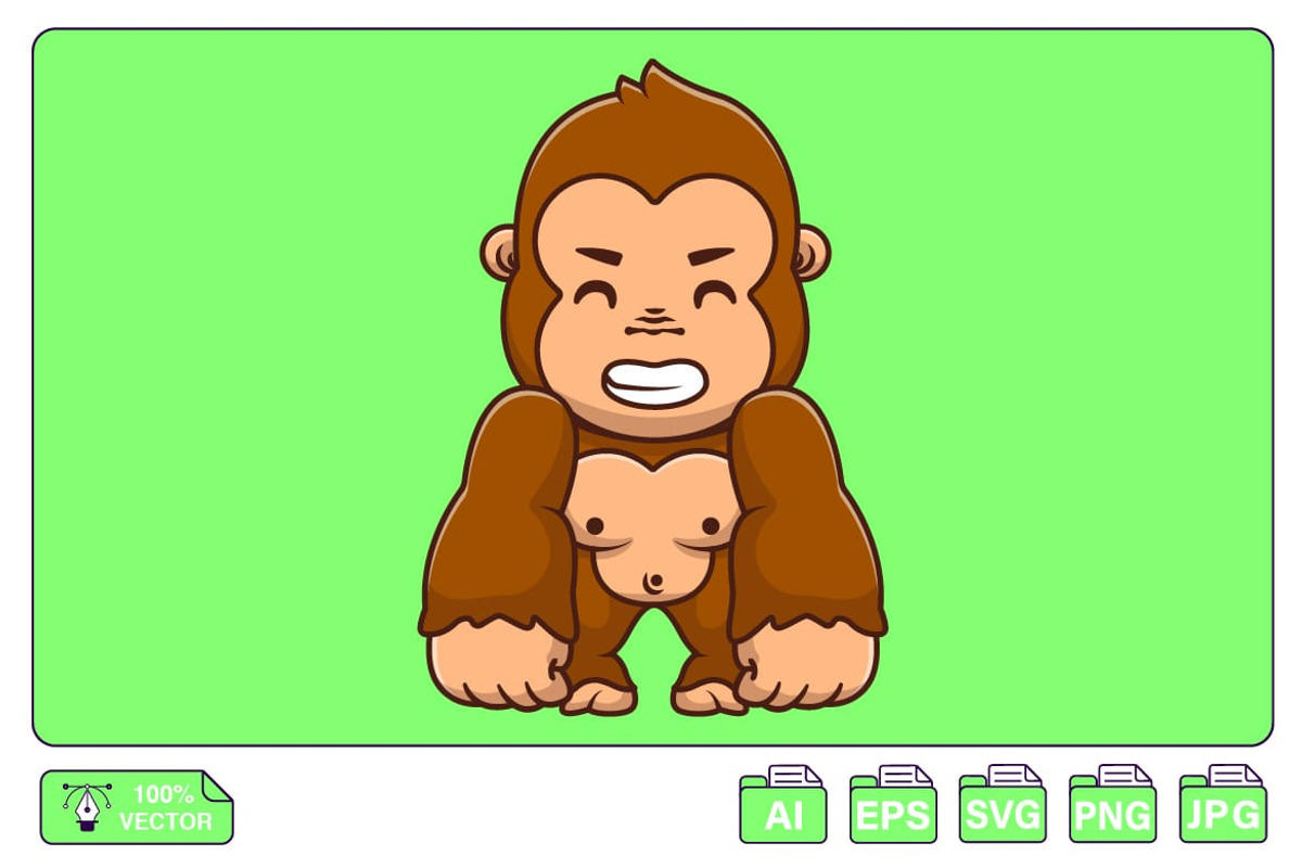 Cute Gorilla Standing Cartoon Vector, an Animal Illustration by Artstorystudio (Photo 1 of 3)