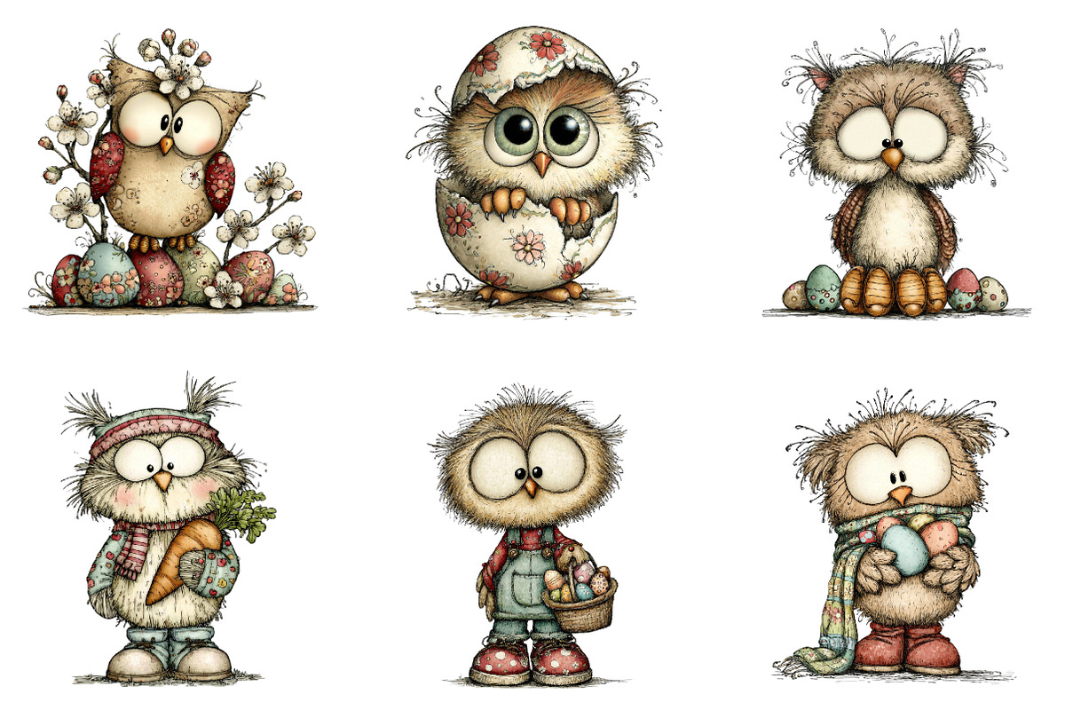 Whimsical easter owl clipart, an Illustration by CreationArt (Photo 4 of 7)