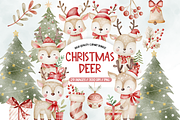 Cute Christmas Deer Clipart Set, an Illustration by TatiMockup (Thumbnail 1 of 4)